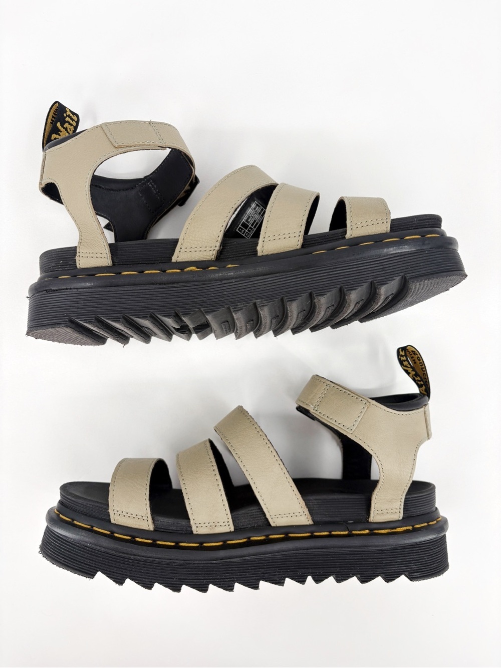 DR. MARTENS Blaire Beige Leather Platform Lug Sole Sandals 9 - Picture 11 of 15